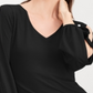 INC International Concepts Women's Split Sleeve Rhinestone Button Top Black Size X-Small