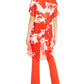 Alfani Women's Sheer Twist Front Printed Tunic Blouse Red Size Large