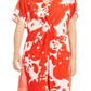 Alfani Women's Sheer Twist Front Printed Tunic Blouse Red Size Large