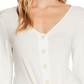 Vince Camuto Women's Ribbed Knit Tie Front Top White Size X-Large