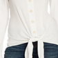 Vince Camuto Women's Ribbed Knit Tie Front Top White Size X-Large