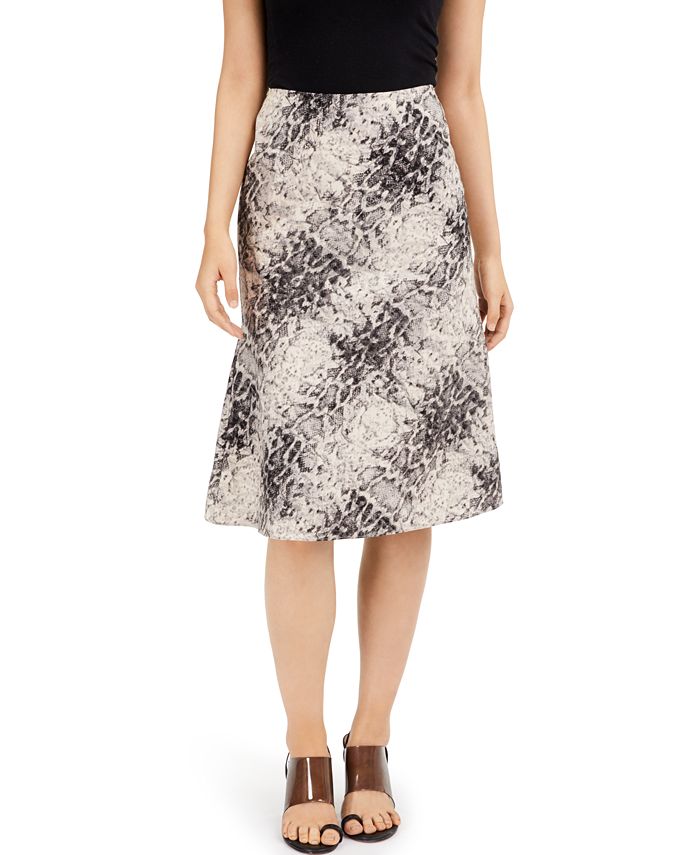INC International Concepts Women's Snake Print a line Skirt Black Size Small