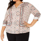 Style & Co Women's Printed Button up Blouse Brown Size 2X
