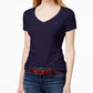 Tommy Hilfiger Women's V Neck T-Shirt Blue Size Large