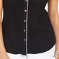 Karen Scott Women's Cotton Piping Button Top Black Size X-Small