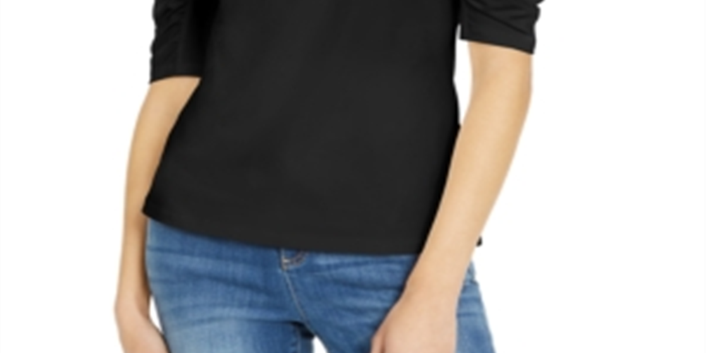 IINC International Concepts Women's Solid Short Sleeve Crew Neck T-Shirt Top Black Size X-Small