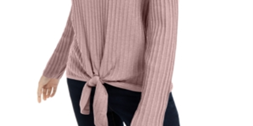 INC International Concepts Women's Sweater Nude Long Sleeve Tie Front Pullover Pink Size X-Small