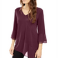 Alfani Women's Asymmetrical Bell Sleeve Top Wine Size Large