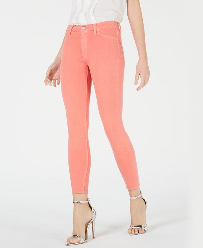 Hudson Women's Barbara Skinny Leg High Rise Stretch Jeans Orange Size 29X30