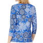 JM Collection Women's Printed Jacquard Top Blue Size Small