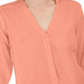 Charter Club Women's Coral Ties at Cuffs 3/4 Sleeve V Neck Blouse Coral Size XX-Large