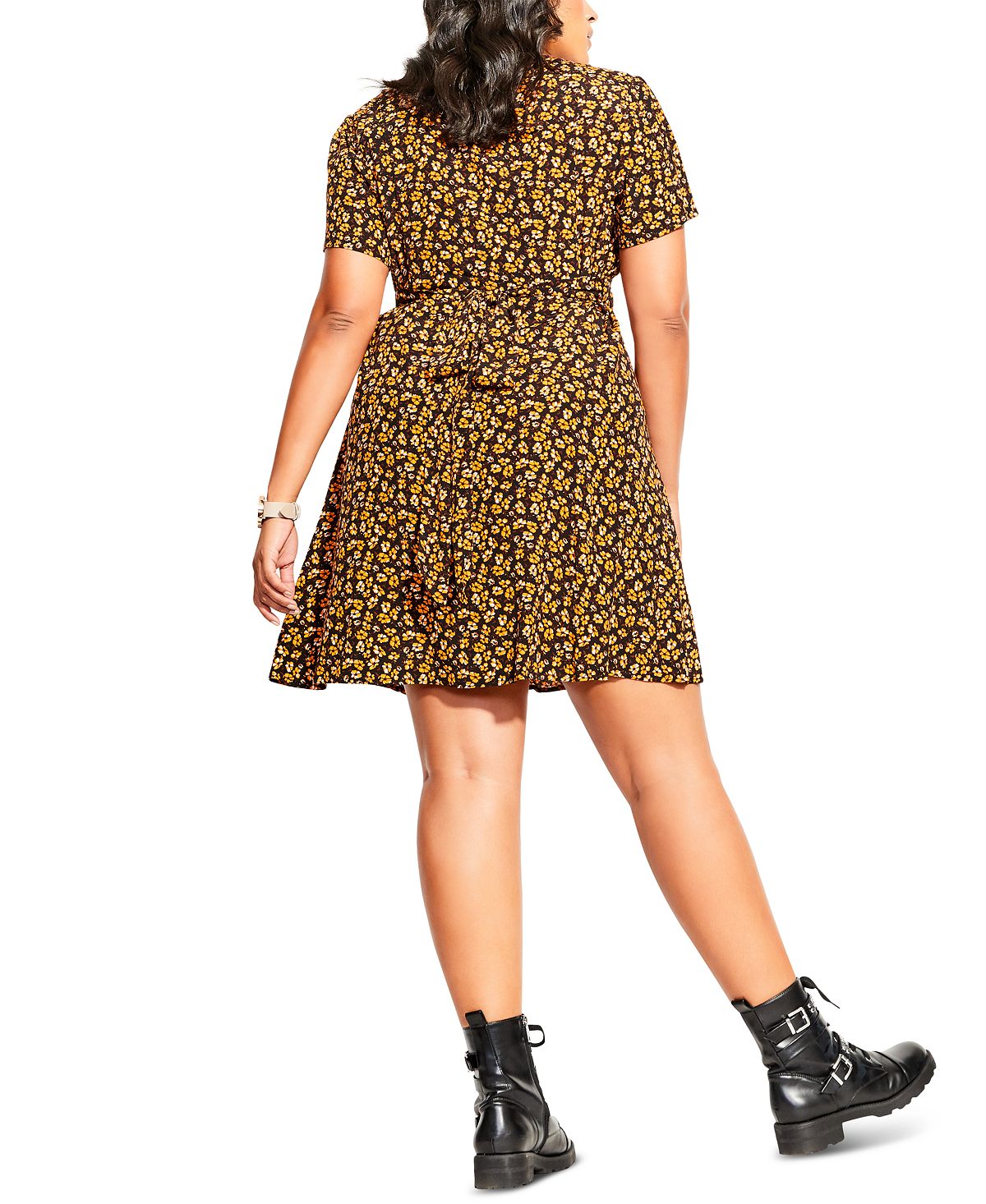 City Chic Women's DITSY Dress Yellow Size 20W