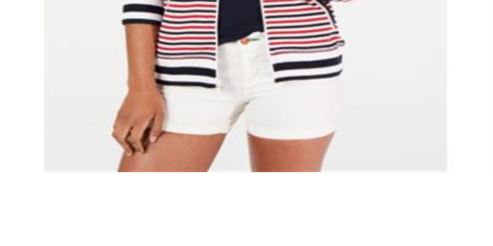 Tommy Hilfiger Women's Striped Hoodie Jacket White Size Medium