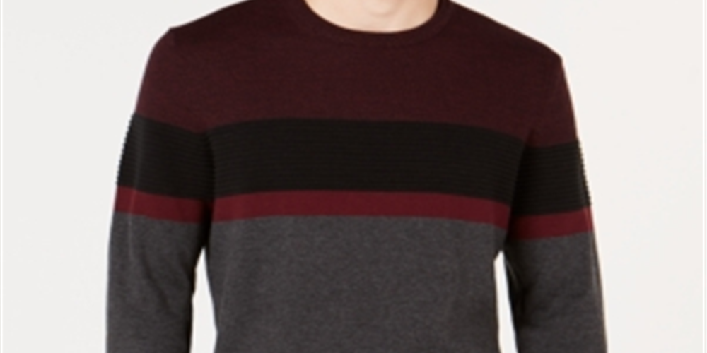 Alfani Men's Ottoman Striped Sweater Gray Size X-Large