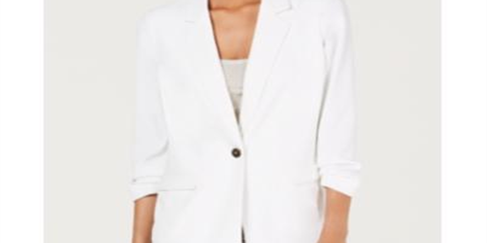 Alfani Women's Pocketed Blazer Jacket White Size Large