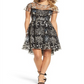 Adrianna Papell Women's Embroidered Illusion Neck Dress Black Size 4