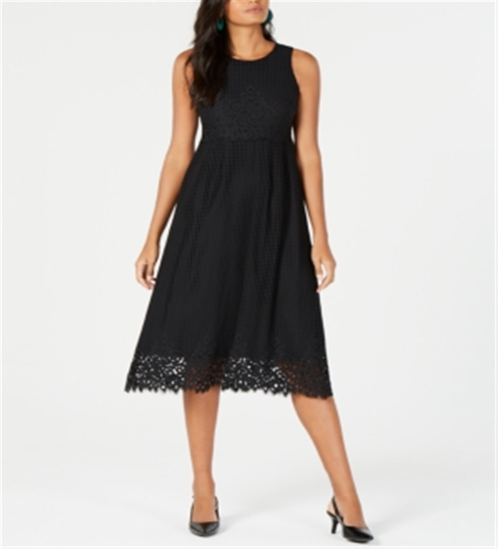 Alfani Women's Lace MIDI Dress Black Size 8