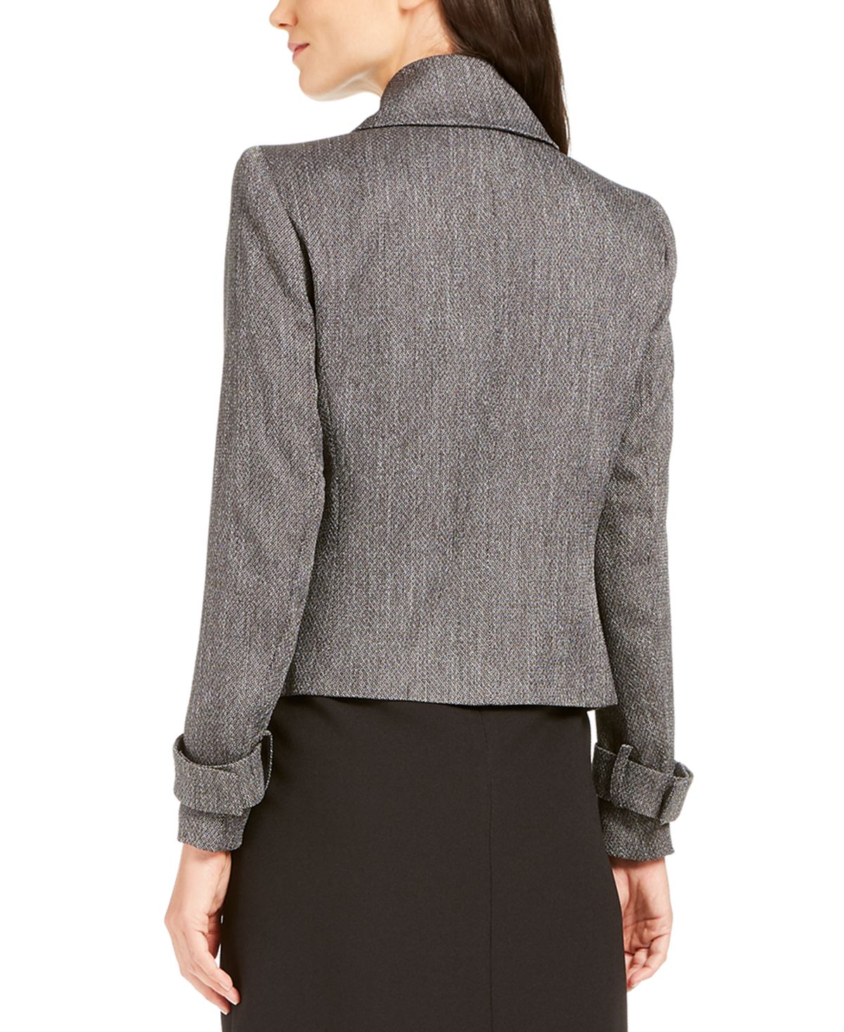Anne Klein Women's Wide Lapel Belted Cuff Blazer Gray Size 14