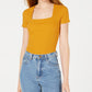 Bar III Women's Square Neck Bodysuit Yellow Size Small