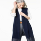 Charter Club Women's Ribbed Cashmere Duster Vest Blue Size Medium