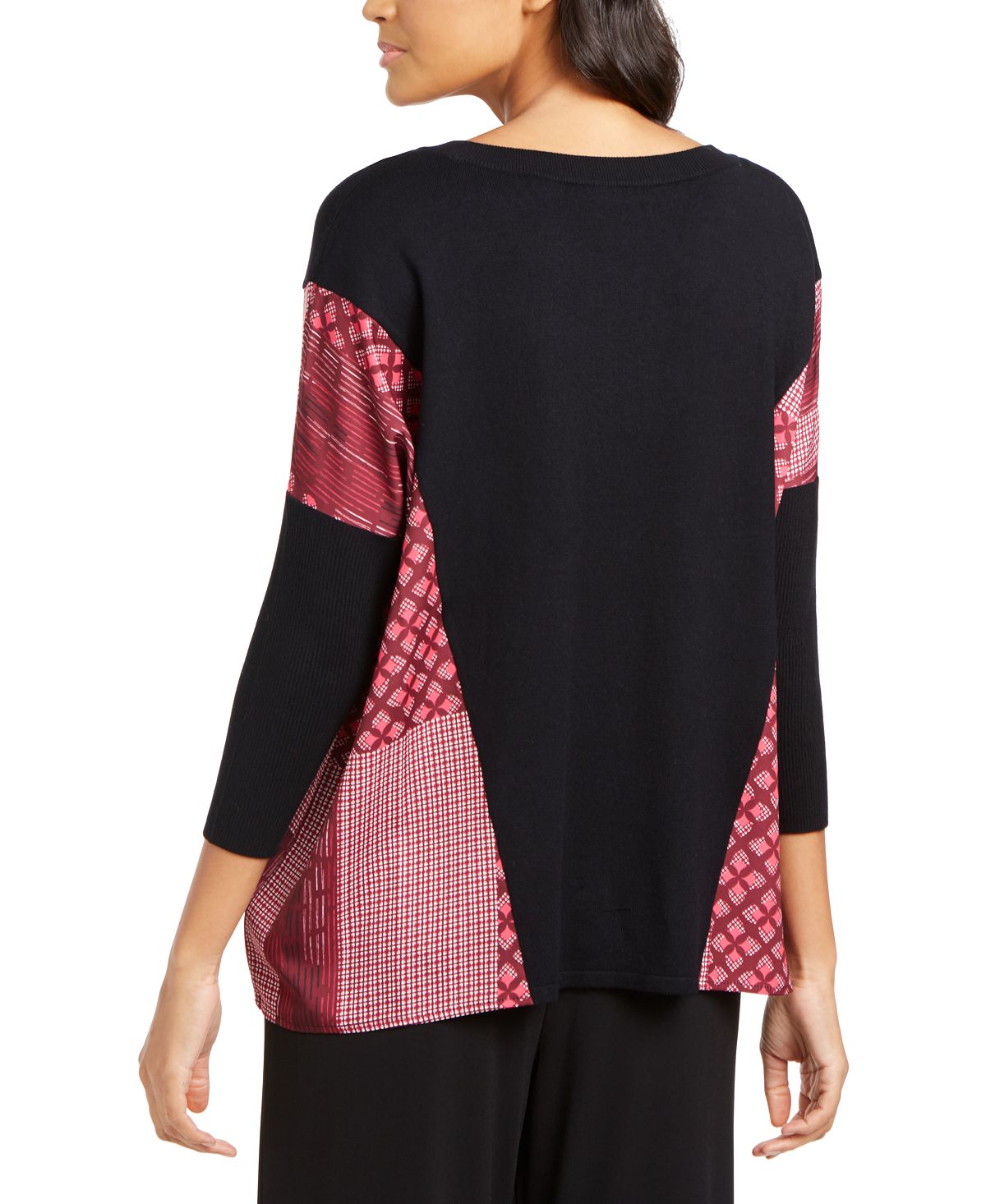 Alfani Women's Contrast Trim Poncho Sweater Black Size X-Small