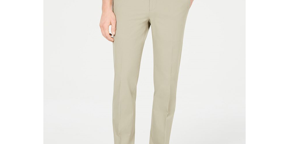 Calvin Klein Men's Slim Fit Tech Suit Pants Beige Size 38X30