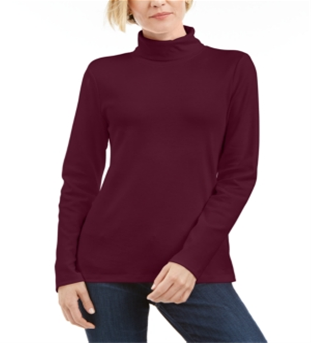 Karen Scott Women's Cotton Turtleneck Red Size XS