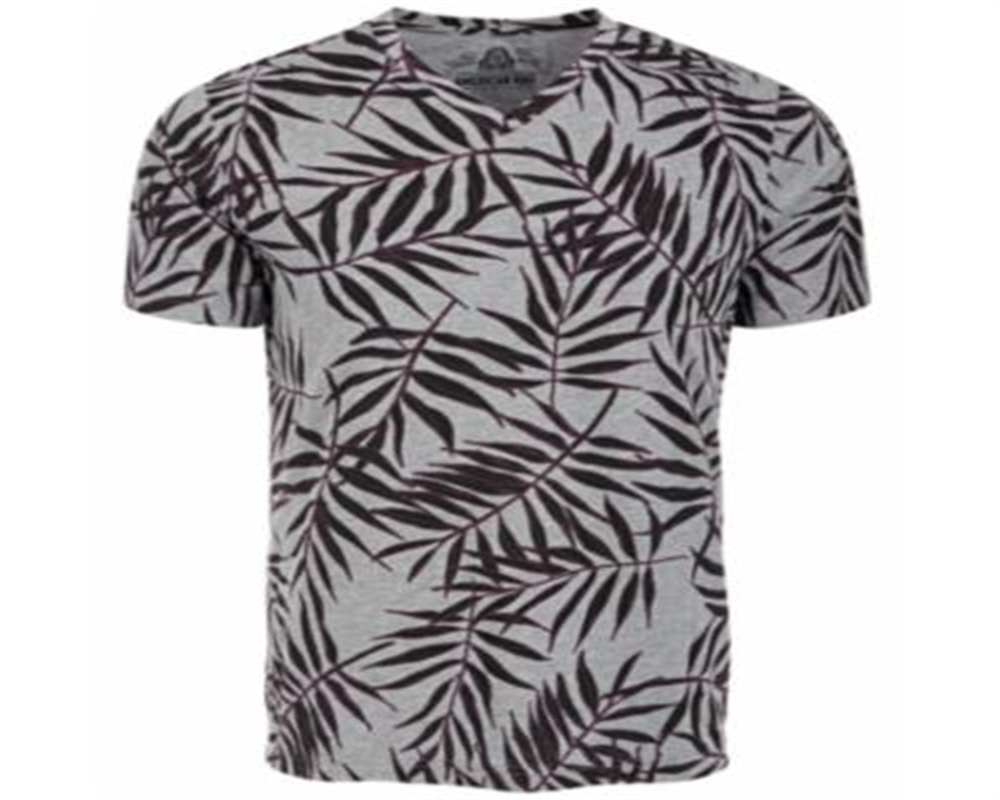 American Rag Men's Leaf Lines V Neck T-Shirt Gray Size Small