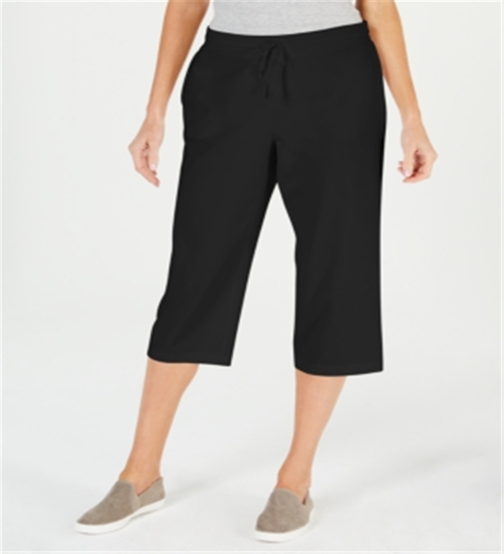 Karen Scott Women's Drawstring Capri Pants Black Size Petite S