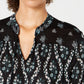 Style & Co Women's Lace Trimmed Bell Sleeve Tunic Top Black Size Medium