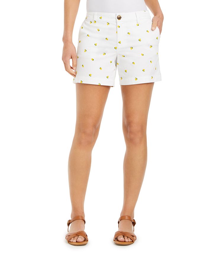 Style & Co Women's Lemon Print Shorts White Size 8