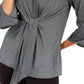 Alfani Women's Metallic Tie Front Top Gray Size XX-Large