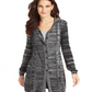 Style & Co Women's Marled Cable Knit Hooded Cardigan Black Size XL