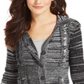 Style & Co Women's Marled Cable Knit Hooded Cardigan Black Size XL