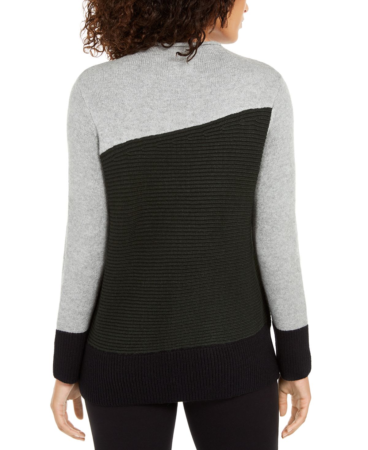 Alfani Women's Colorblocked Sweater Grey Size X-Small