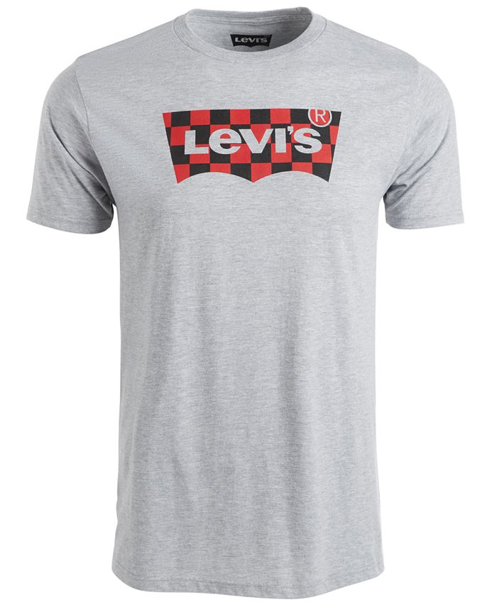 Levi's Men's Checkered Logo T-Shirt Grey Size Medium