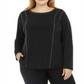 Calvin Klein Women's Crew Neck with Stud Detail Top Black Size 0X