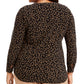 Anne Klein Women's Dot Split Neck Knit Pullover Blouse Black Size 0X