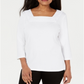 Karen Scott Women's Crochet Square Neck Top White Size XX-Large