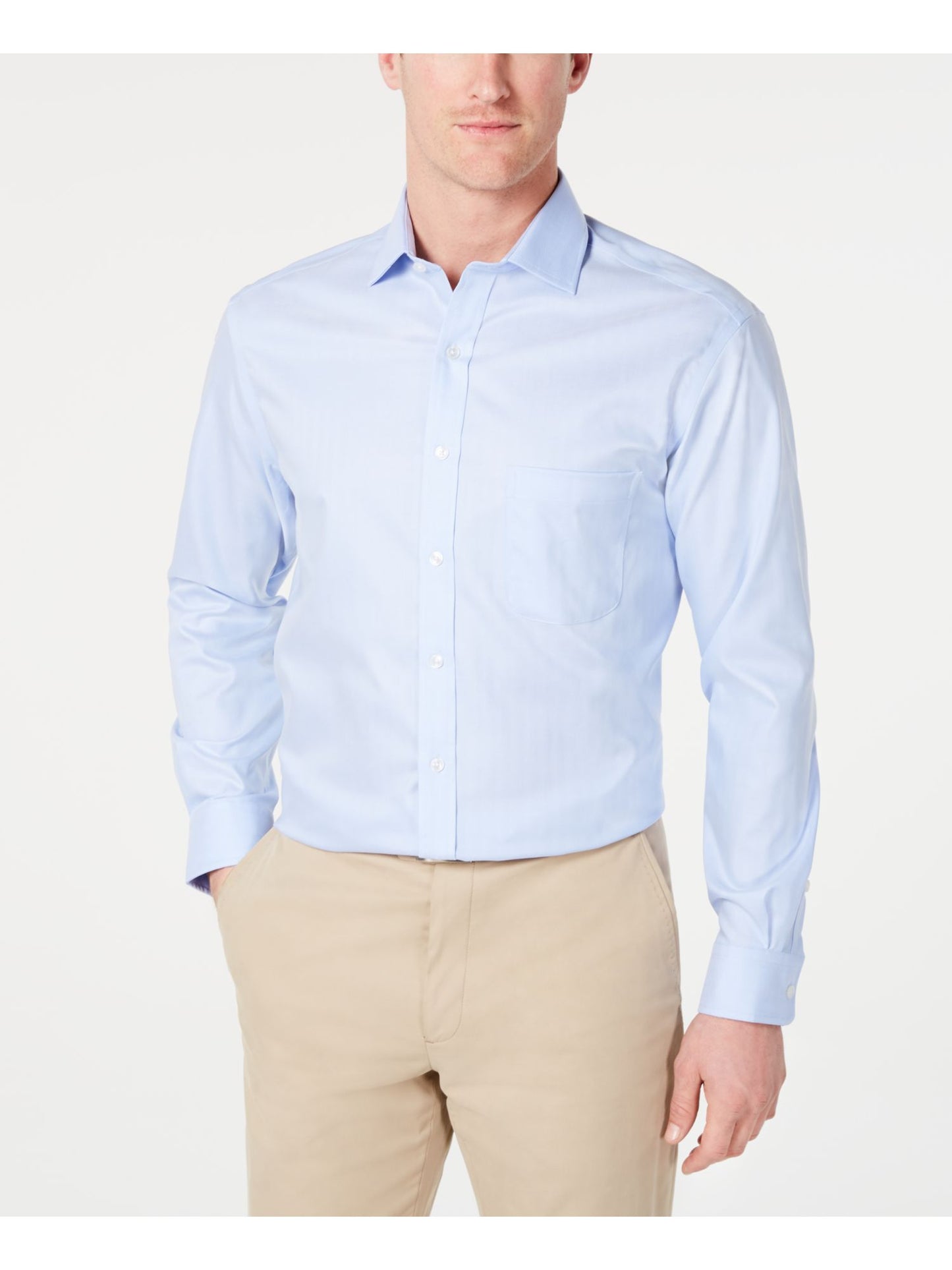 Tasso Elba Men's Collared Classic Fit Non Iron Dress Shirt Blue Size 32X33