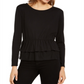 INC International Concepts Women's Tulle Peplum Top Black Size X-Small