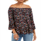 Style & Co Women's Off the Shoulder Printed Top Black Size Large