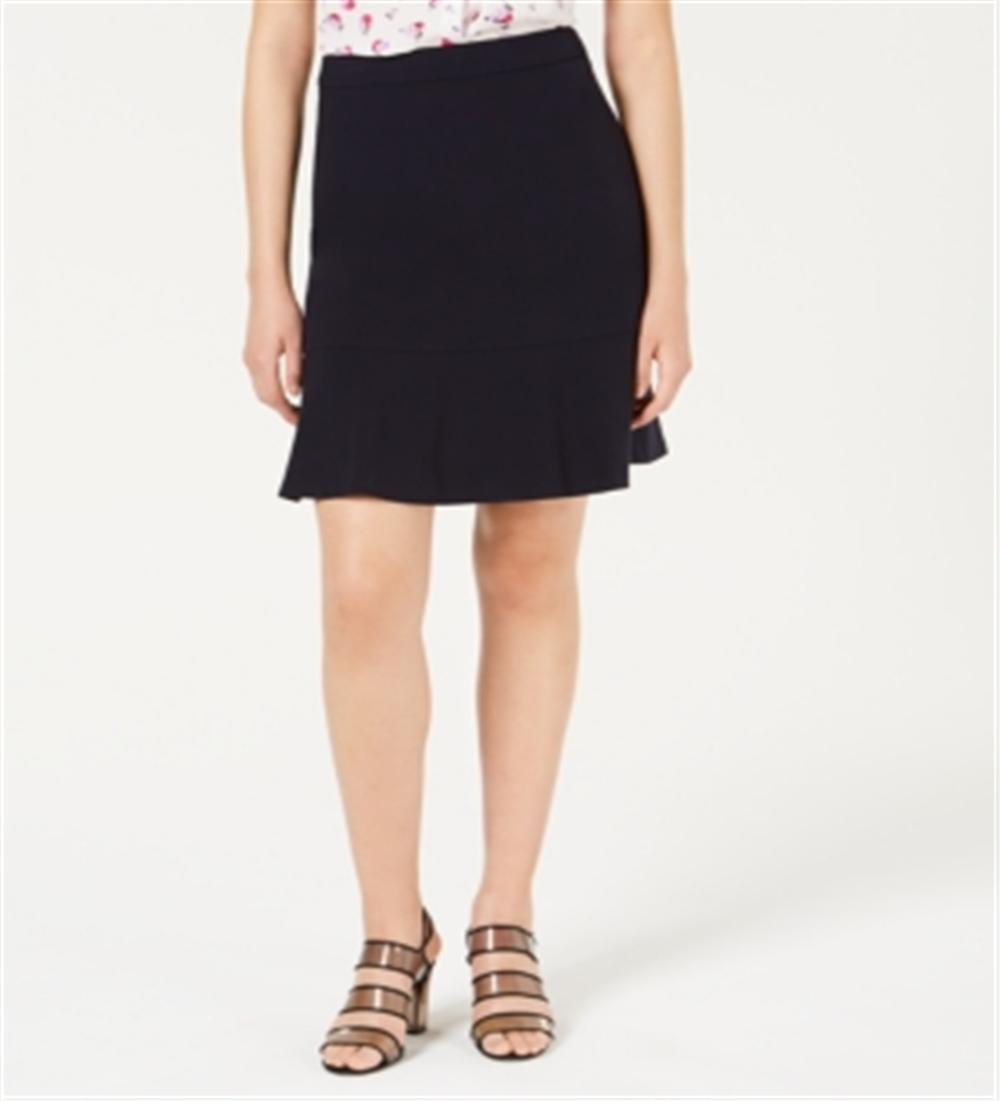 Bar III Women's Bi Stretch Ruffle Skirt Navy Size 8