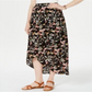 Style & Co Women's Printed High Low Skirt Black Size Petite X-Large