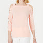 JM Collection Women's Statement Sleeve Cold Shoulder Top Orange Size X-Large