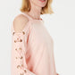 JM Collection Women's Statement Sleeve Cold Shoulder Top Orange Size X-Large