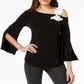 Alfani Women's One Shoulder Applique Top Black Size Petite Small