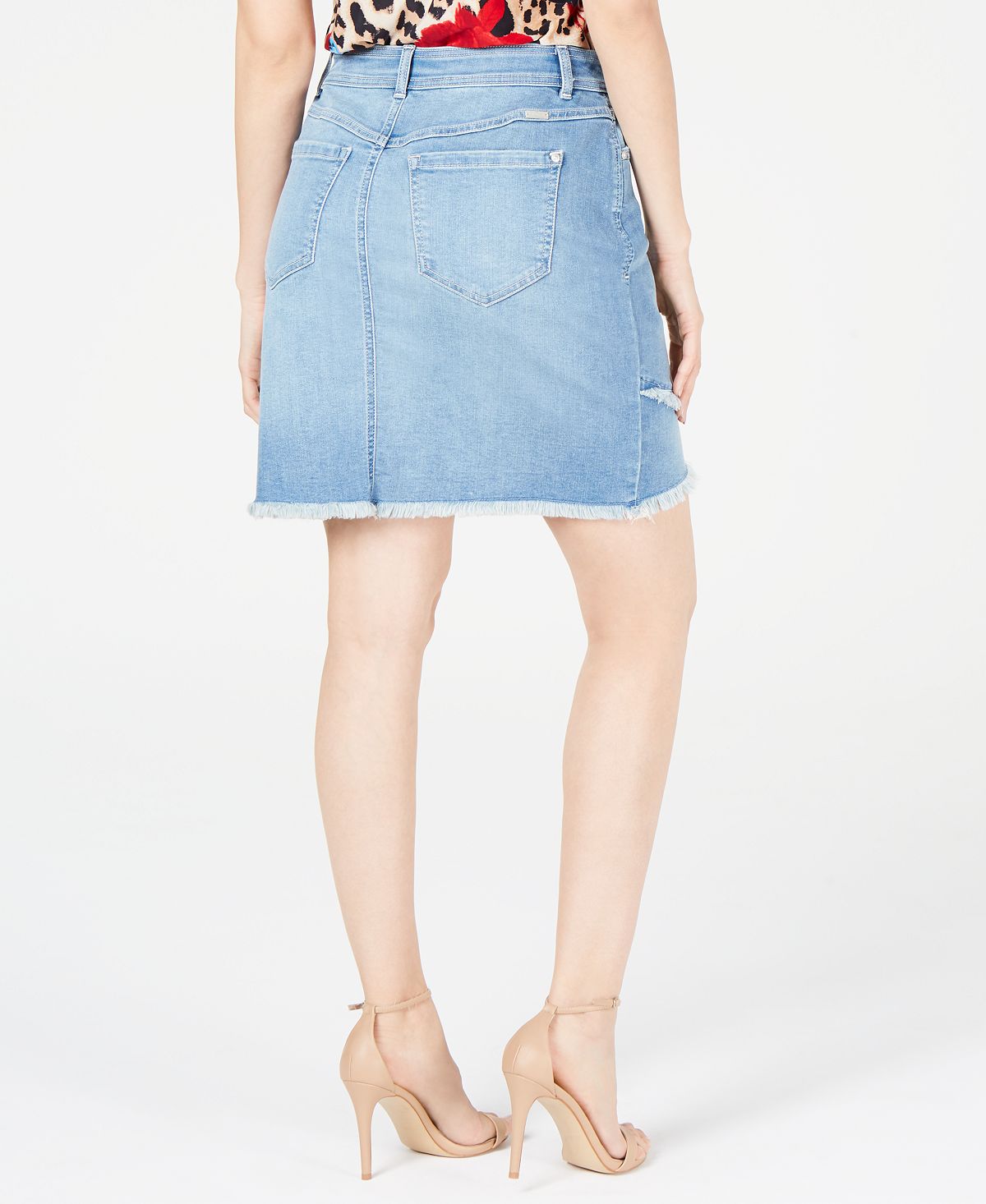 INC International Concepts Women's Curvy Mid Rise Denim Mini a Line Skirt Blue Size 12