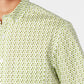 Club Room Men's Woven Printed Button Down Shirt Green Size Large