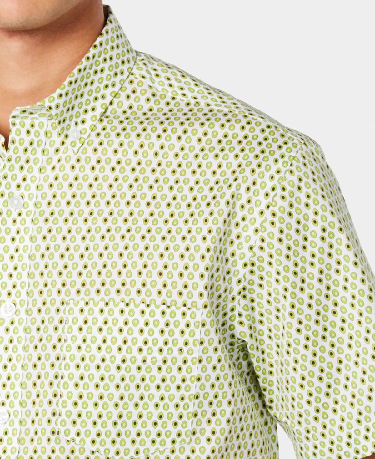 Club Room Men's Woven Printed Button Down Shirt Green Size Large